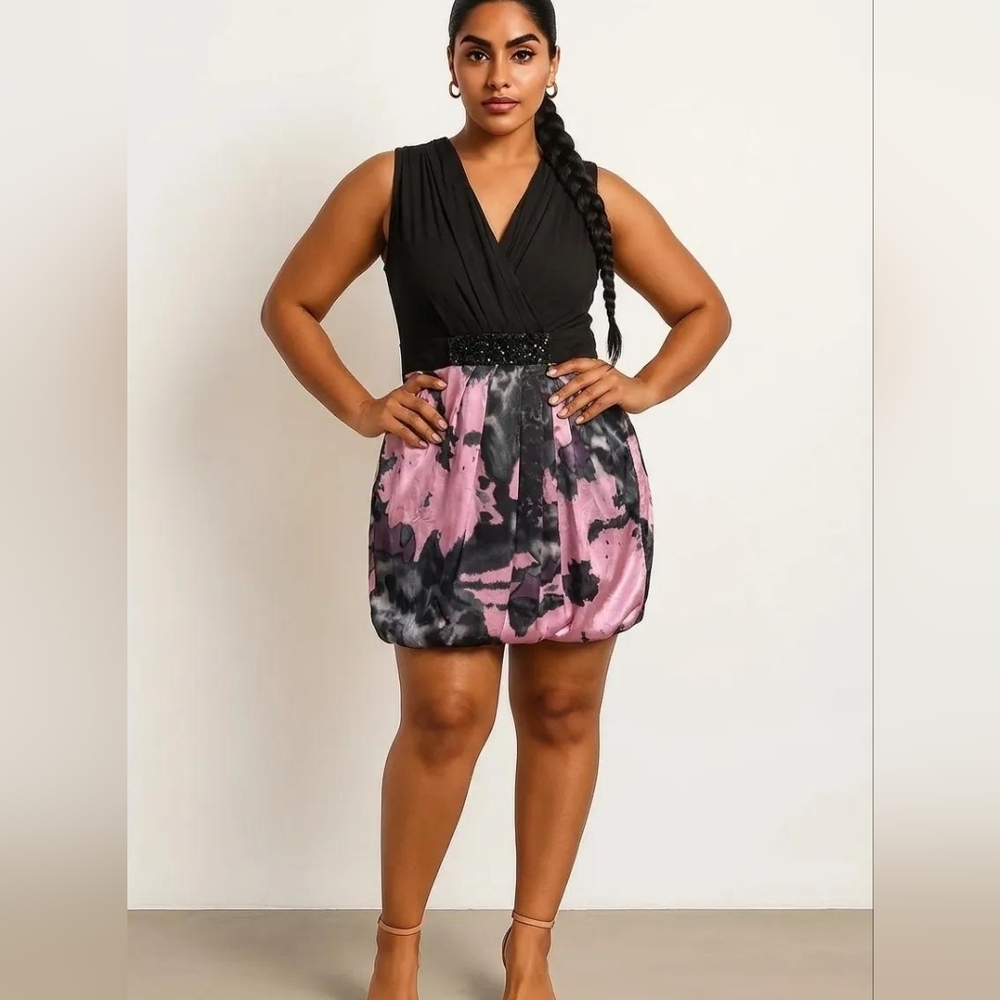 Teenflo Silk Patterned Pink Dress